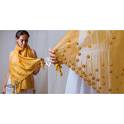 A Symphony in Color | Hand Knitted Crochet Chanderi Stole - D90