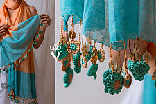 A Symphony in Color | Hand Knitted Crochet Chanderi Stole - E