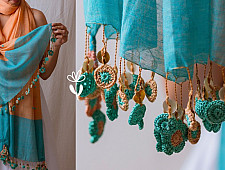 A Symphony in Color | Hand Knitted Crochet Chanderi Stole - E