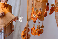 A Symphony in Color | Hand Knitted Crochet Chanderi Stole - F