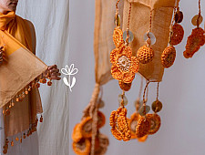 A Symphony in Color | Hand Knitted Crochet Chanderi Stole - F