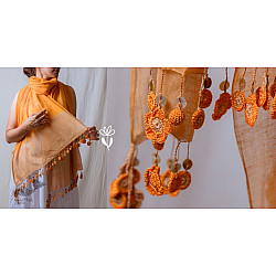 A Symphony in Color | Hand Knitted Crochet Chanderi Stole - F