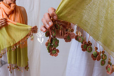 A Symphony in Color | Hand Knitted Crochet Chanderi Stole - G