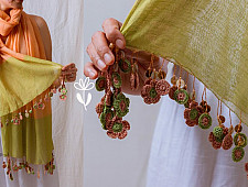 A Symphony in Color | Hand Knitted Crochet Chanderi Stole - G