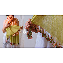 A Symphony in Color | Hand Knitted Crochet Chanderi Stole - G