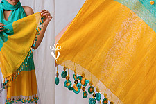 A Symphony in Color | Hand Knitted Crochet Chanderi Stole - I