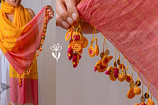 A Symphony in Color | Hand Knitted Crochet Chanderi Stole - K