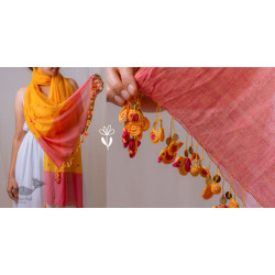 A Symphony in Color | Hand Knitted Crochet Chanderi Stole - K