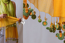 A Symphony in Color | Hand Knitted Crochet Chanderi Stole - L