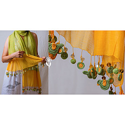 A Symphony in Color | Hand Knitted Crochet Chanderi Stole - L