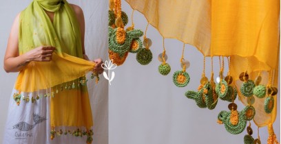 A Symphony in Color | Hand Knitted Crochet Chanderi Stole - L