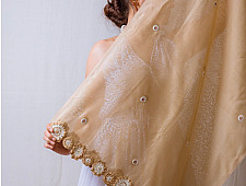 A Symphony in Color | Hand Knitted Crochet Chanderi Stole - A