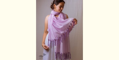 A Symphony in Color | Hand Knitted Crochet Chanderi Stole - C