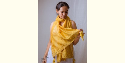 A Symphony in Color | Hand Knitted Crochet Chanderi Stole - D90