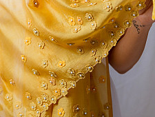 A Symphony in Color | Hand Knitted Crochet Chanderi Stole - D90