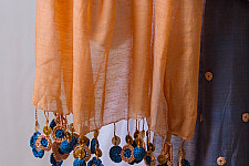 A Symphony in Color | Hand Knitted Crochet Chanderi Stole - H