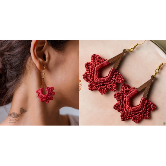 shop online Crochet handcrafted earring  Diamond Drop ~ Red 