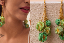 Crochet | Swing Earrings ~ Green Bougainvillea