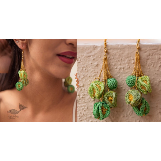 shop online Crochet handcrafted earring - Green Bougainvillea