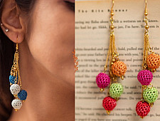 Crochet | Swing Earrings ( Two Options - Blue/ Multi )