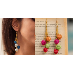 Crochet | Swing Earrings ( Two Options - Blue/ Multi )