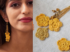 Crochet | Swing Earrings ~ Yellow Poppies