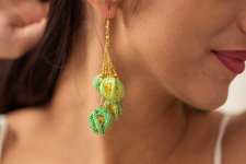 Crochet | Swing Earrings ~ Green Bougainvillea