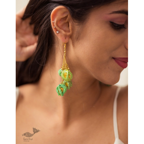 shop online Crochet handcrafted earring - Green Bougainvillea