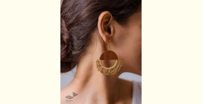 Crochet |  Crescent Moon Earrings ~ Beige ( Two Options Beige(Brown)/ Grey)