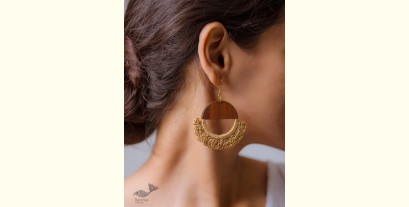 Crochet |  Crescent Moon Earrings ~ Beige ( Two Options Beige(Brown)/ Grey)
