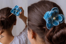 Crochet ✩  Hair Stick - Blue Lotus 