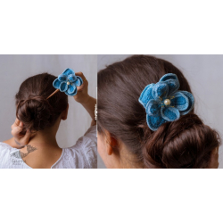 Crochet ✩  Hair Stick - Blue Lotus 