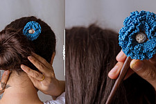 Crochet ✩ Hair Stick - Blue Poppy 