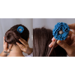 Crochet ✩ Hair Stick - Blue Poppy 