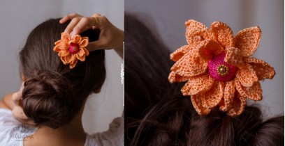 Crochet ✩ Hair Stick - Orange Camellia