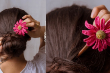 Crochet ✩ Hair Stick - Pink Daisy 