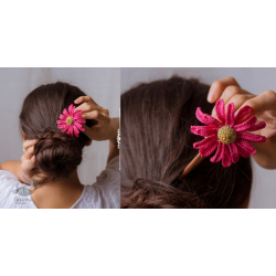 Crochet ✩ Hair Stick - Pink Daisy 