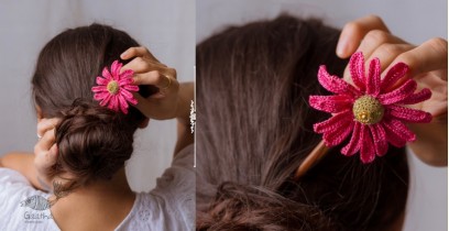 Crochet ✩ Hair Stick - Pink Daisy 