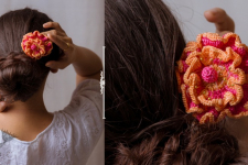 Crochet ✩ Hair Stick - Pink Poppy  