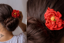 Crochet ✩ Hair Stick - Red Poppy 