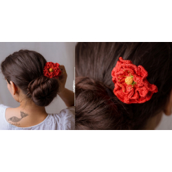 Crochet ✩ Hair Stick - Red Poppy 