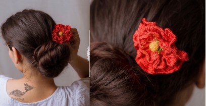 Crochet ✩ Hair Stick - Red Poppy 