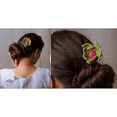 Crochet ✩  Hair Stick - Shimmer and Green Lotus 