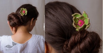 Crochet ✩  Hair Stick - Shimmer and Green Lotus 