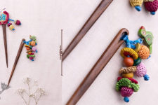 Crochet ✩ Handmade Crochet Hair Stick ~ Butterfly & Bird Pair