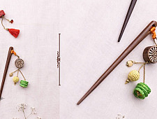 Crochet ✩ Multi colored Crochet & Block Hair Sticks (Pair)