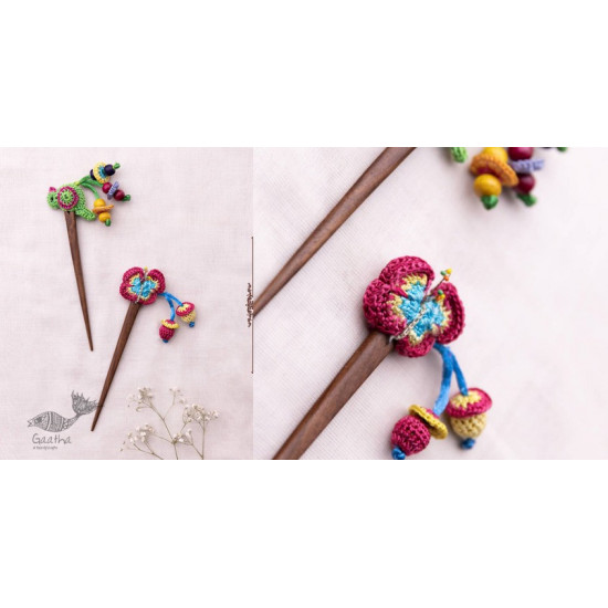 shop Multi coloured Bird Butterfly Hair Stick (Pair) ~ Green