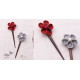 shop Multicoloured Five Petal Flowers Hair Stick (Pair) ~ Red