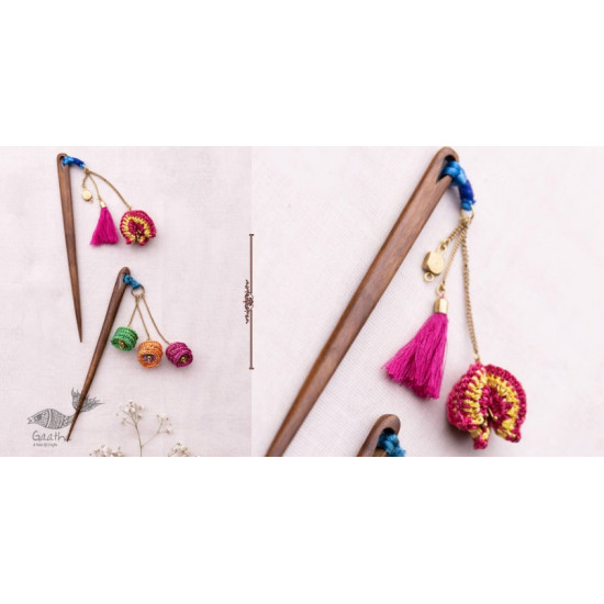 shop Metallic Thread Flowers Hair Stick