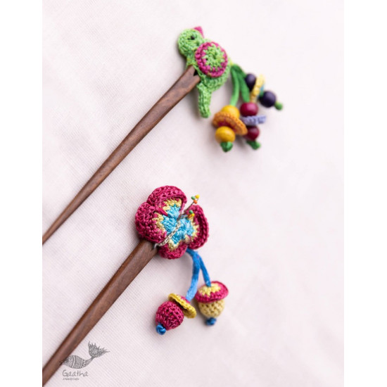 shop Multi coloured Bird Butterfly Hair Stick (Pair) ~ Green